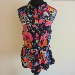 Floral Tank w/ Tie Waist - Sz XL